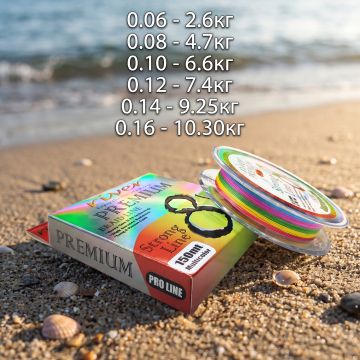 🎣 Плетено влакно RIVER Premium Strong Line 8X (150m Multicolor)
