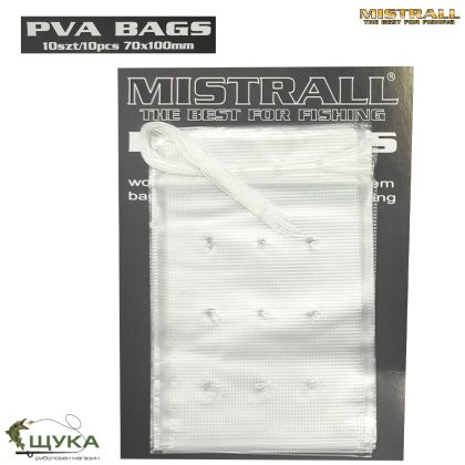 PVA ТОРБИЧКИ С PVA КОНЕЦ MISTRALL 60Х100 mm. 10 бр./пакет-6501020
