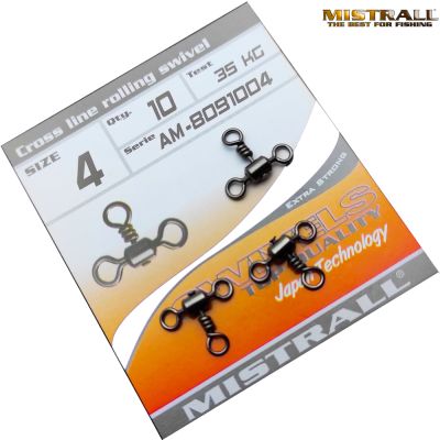 ТРОЙНИ ВИРБЕЛИ MISTRALL CROSS LINE ROLLING  SWIVEL №4-10 бр/8091004