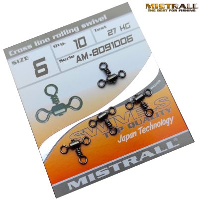 ТРОЙНИ ВИРБЕЛИ MISTRALL CROSS LINE ROLLING  SWIVEL №6-10 бр/8091006